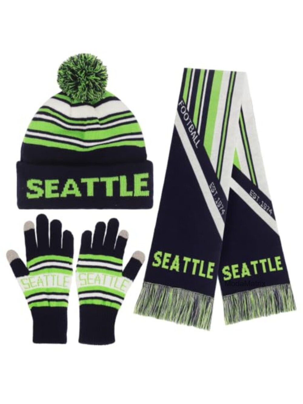Winter Beanie Hat with Gloves and Scarf Set, Knit Fleece Lined Touchscreen
